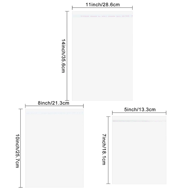Alt view image 2 of 7 - 3 Mil Clear Artwork Sleeves 5 x 7 Inch, 8 x 10 Inch, 11 x 14 Inch, 120 Pcs Clear Cellophane Bags, Self Sealing Sleeves, Transparent Sealing Bag, for Art Print Photo Framing Mats and Craft Wrapping