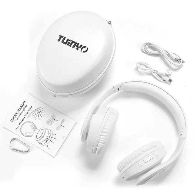 Alt view image 7 of 7 - Bluetooth Headphones Wireless, Over Ear Stereo Wireless Headset 40H Playtime with deep bass, Soft Memory-Protein Earmuffs, Built-in Mic Wired Mode PC/Cell Phones/TV-White