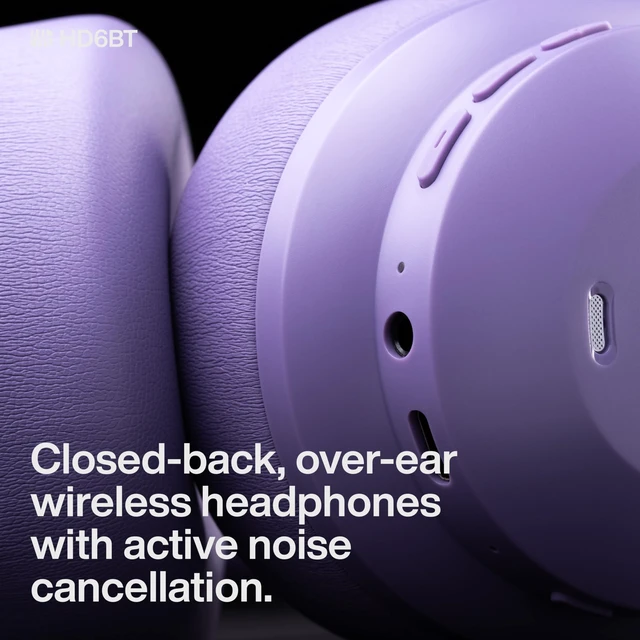 Alt view image 2 of 7 - Eris HD6BT Over-Ear Closed-Back Wireless Headphones, Bluetooth, ANC Noise Cancelling, Up to 60 Hours Battery Life, Studio Headphones for Mixing, Monitoring, Recording, Mystic Purple