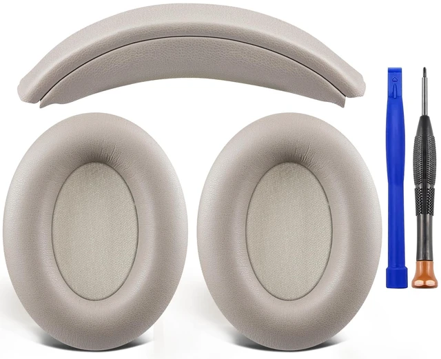 Main image of Ear Pads Cushions + Headband, Replacement Kit for Sony WH-1000XM3 (WH1000XM3) Over-Ear Headphones, Replacement Headstrap Pad & Earpads Repair Part - Silver