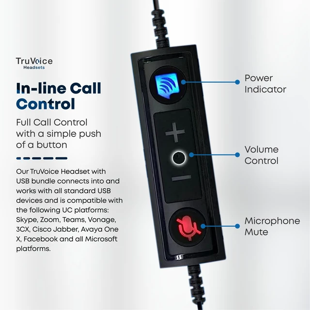 Alt view image 2 of 6 - USB to QD Adapter Cable Compatible with any Plantronics, Poly or Headset with a Quick Disconnect (QD) - Includes in-Line Volume Control and Mute Functionality