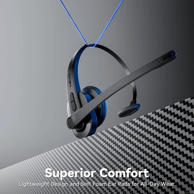 Alt view image 6 of 7 - Wireless Headset with Mic for Work, Bluetooth Headset with Microphone(AI Noise Cancelling), Lightweight Comfortable with Mute Button Computer Headset with Microphone for PC/Office/Call Center/ Teams