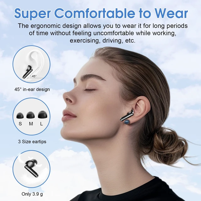 Alt view image 4 of 7 - Wireless Earbuds Bluetooth 5.4 Headphones 48H Playback HiFi Stereo Ear Buds Bluetooth Ear Buds with Real Time Translation, in Ear Sports Earphones with ENC Noise Cancelling Mic for Android/iOS Phones