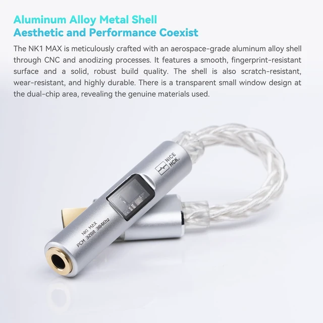 Alt view image 4 of 7 - NK1 MAX Silver CX31993 Dual Chip USB C to 3.5 HiFi DAC Amp Cable CX31993 Dual Chip HiFi DAC Amp Cable