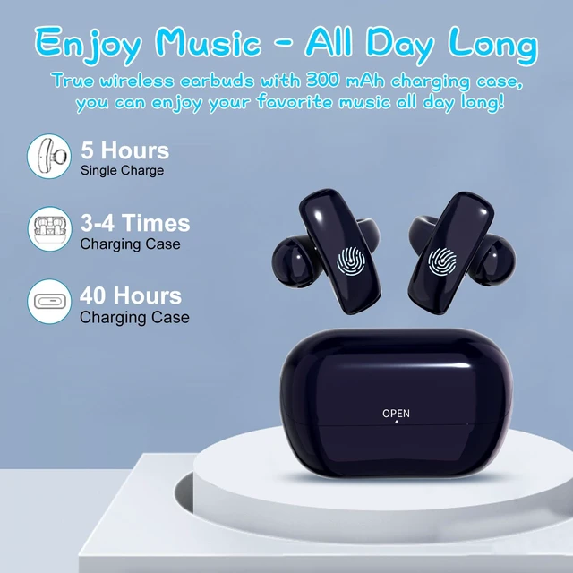 Alt view image 6 of 7 - Kids True Wireless Earbuds, Open Ear Headphones for Boy Girl Teen 85dB Volume Limit, 5g Ultra-light, Bluetooth 5.4, Built-in Mic for Study Music Call, Touch Control Ear Buds w/Charging Case