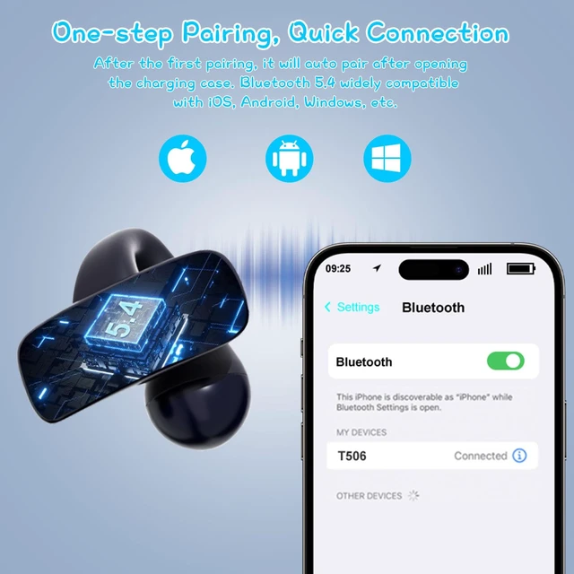 Alt view image 5 of 7 - Kids True Wireless Earbuds, Open Ear Headphones for Boy Girl Teen 85dB Volume Limit, 5g Ultra-light, Bluetooth 5.4, Built-in Mic for Study Music Call, Touch Control Ear Buds w/Charging Case