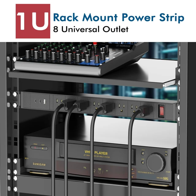 Alt view image 5 of 7 - 360° Rotating Mountable Power Strip with USB Ports, 8 Outlet Surge Protector Power Strips Wall Mount, Metal Heavy Duty Versatile Outlet with 10FT Power Cord, Home Office Industrial Garage Commercial