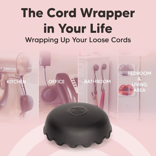 Alt view image 6 of 7 - 6-Pack Patented Heat-Resistant Cord Organizer for Appliances, Kitchen, Computers & More Stick-On Cord Wrappers with Flexible Base, Secure Scalloped Edge, Black (3 x 1.5 Inches)