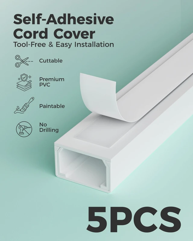 Alt view image 3 of 7 - 71in Cord Hider, Cord Covers for Wires on Wall, W1.18in H0.6in Large Cable Concealer Kit for 3-4 Cords, TV Cord Hider for Wall Mounted, Self-Adhesive Wire Cable Raceway