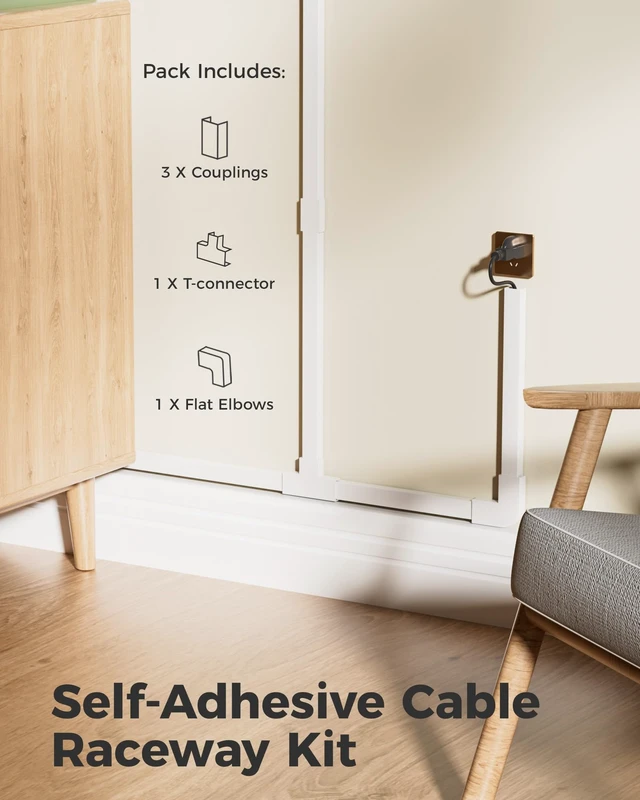 Alt view image 5 of 7 - 71in Cord Hider, Cord Covers for Wires on Wall, W1.18in H0.6in Large Cable Concealer Kit for 3-4 Cords, TV Cord Hider for Wall Mounted, Self-Adhesive Wire Cable Raceway