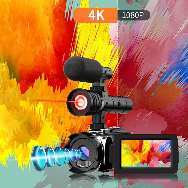 Alt view image 2 of 7 - 4K Video Camera, Ghost Camera with IR Light, Camcorder Digital with with External Microphone, 24X Digital Zoom, with Night Vision,YouTube Vlogging Camera Recorder