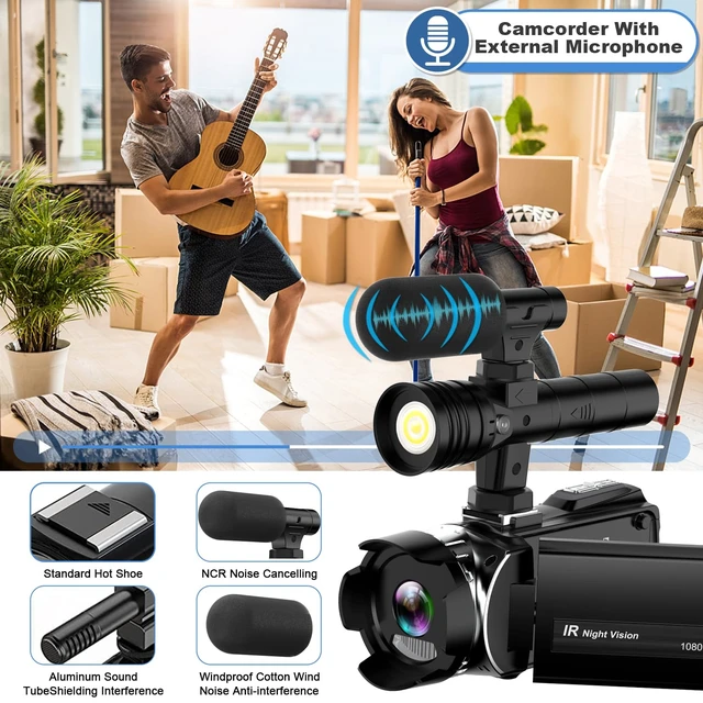 Alt view image 5 of 7 - 4K Video Camera, Ghost Camera with IR Light, Camcorder Digital with with External Microphone, 24X Digital Zoom, with Night Vision,YouTube Vlogging Camera Recorder