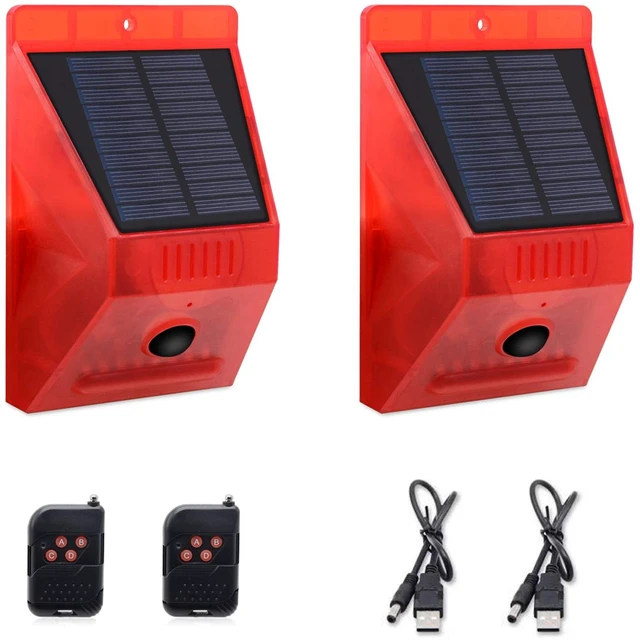 Main image of Solar Motion Sensor Alarm Outdoor,Solar Alarm Motion Detector with Sound, 129db Sound Security Siren IP65 Waterproof Protected for Villa, Chicken coop, Farm, Yard, 2 Pack