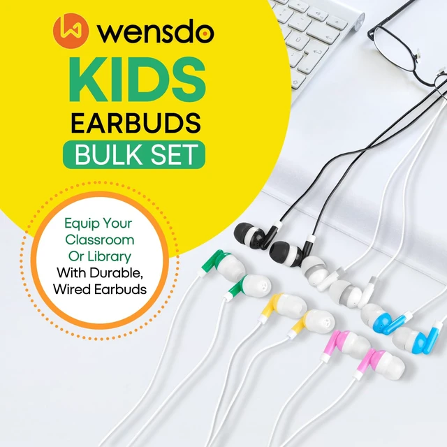 Alt view image 2 of 7 - 60 Pack Earbud Bulk Kids Headphone for Classroom School, Wholesale Class Room Students Wired Earphones with 3.5 mm Jack for Computers Chromebook Laptop PC (Mixed Colors)
