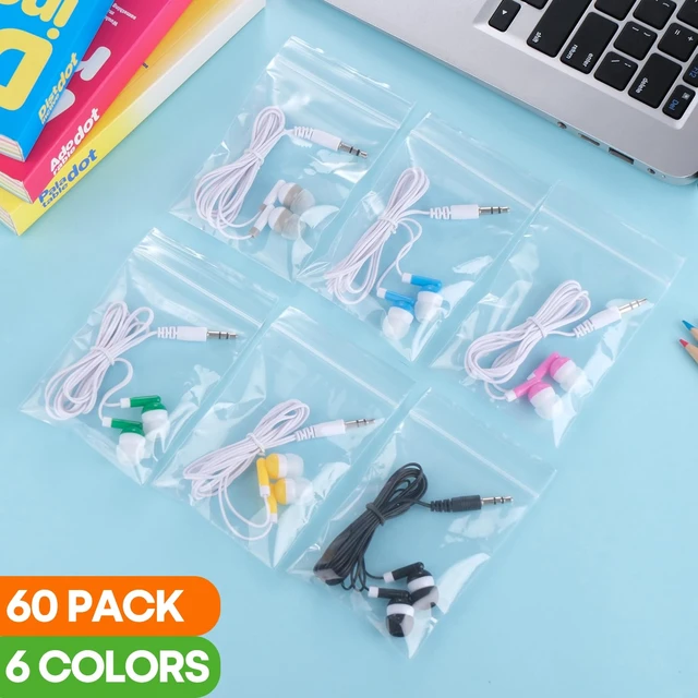 Alt view image 7 of 7 - 60 Pack Earbud Bulk Kids Headphone for Classroom School, Wholesale Class Room Students Wired Earphones with 3.5 mm Jack for Computers Chromebook Laptop PC (Mixed Colors)