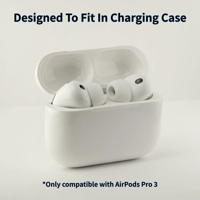 Alt view image 3 of 7 - TrueGrip MAX Premium Memory Foam Replacement Ear Tips For Apple AirPods Pro Gen 3, Long Lasting Comfort, Superior Noise Isolation, White Medium (1 Pair)