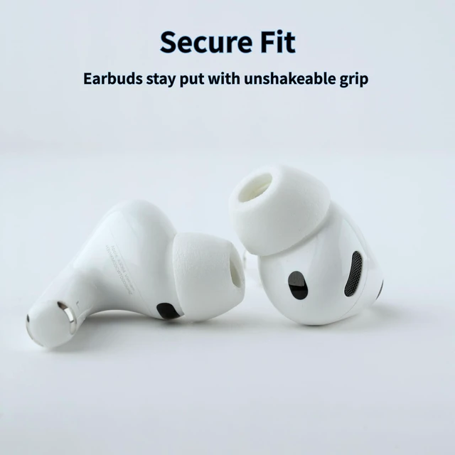 Alt view image 5 of 7 - TrueGrip MAX Premium Memory Foam Replacement Ear Tips For Apple AirPods Pro Gen 3, Long Lasting Comfort, Superior Noise Isolation, White Medium (1 Pair)