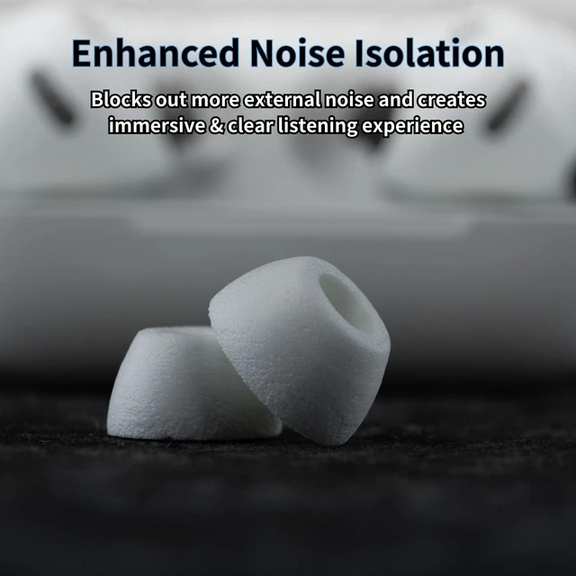 Alt view image 6 of 7 - TrueGrip MAX Premium Memory Foam Replacement Ear Tips For Apple AirPods Pro Gen 3, Long Lasting Comfort, Superior Noise Isolation, White Medium (1 Pair)
