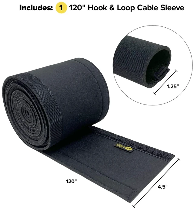 Alt view image 3 of 7 - Hook and Loop Cable Sleeve, Black, 120" Cut-to-size wrap, opens along its whole length, for desk, computer, TV and home office cable management