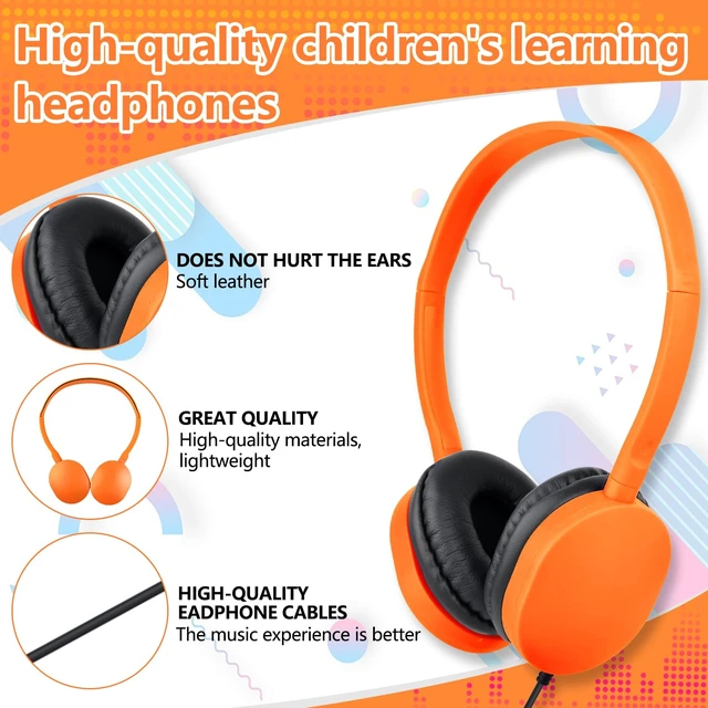 Alt view image 2 of 7 - 5 Pack USB-C Classroom Headphones Bulk for School, Wired On Ear Kids Headphones USB C for Students Teens Chromebook Laptop Mixed Colors