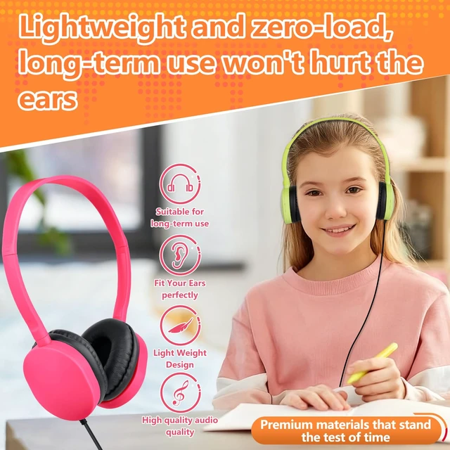 Alt view image 6 of 7 - 5 Pack USB-C Classroom Headphones Bulk for School, Wired On Ear Kids Headphones USB C for Students Teens Chromebook Laptop Mixed Colors