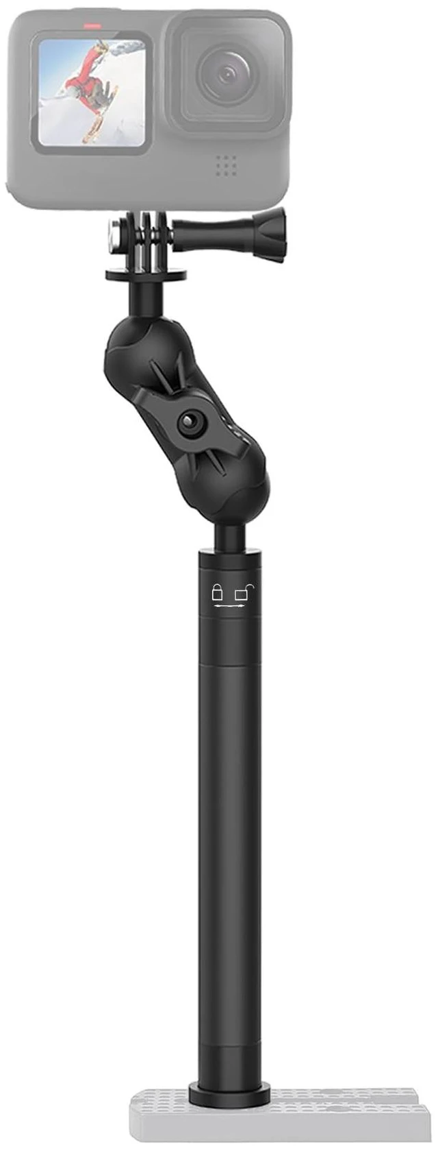 Main image of 29" Adjustable Kayak Camera Mount with Infinitely Extendable Stand, Kayak Sports Camera Mounting Compatible with GoPro and 1/4" Threaded Cameras