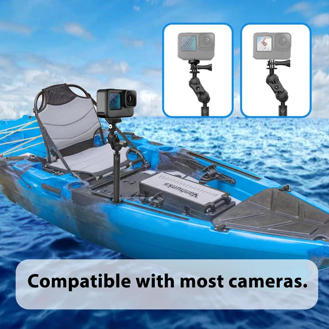 Alt view image 3 of 6 - 29" Adjustable Kayak Camera Mount with Infinitely Extendable Stand, Kayak Sports Camera Mounting Compatible with GoPro and 1/4" Threaded Cameras