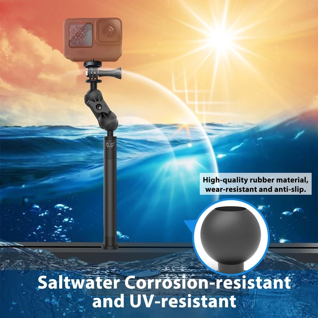 Alt view image 4 of 6 - 29" Adjustable Kayak Camera Mount with Infinitely Extendable Stand, Kayak Sports Camera Mounting Compatible with GoPro and 1/4" Threaded Cameras