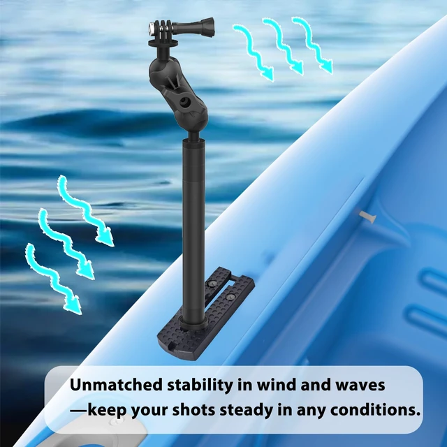 Alt view image 5 of 6 - 29" Adjustable Kayak Camera Mount with Infinitely Extendable Stand, Kayak Sports Camera Mounting Compatible with GoPro and 1/4" Threaded Cameras
