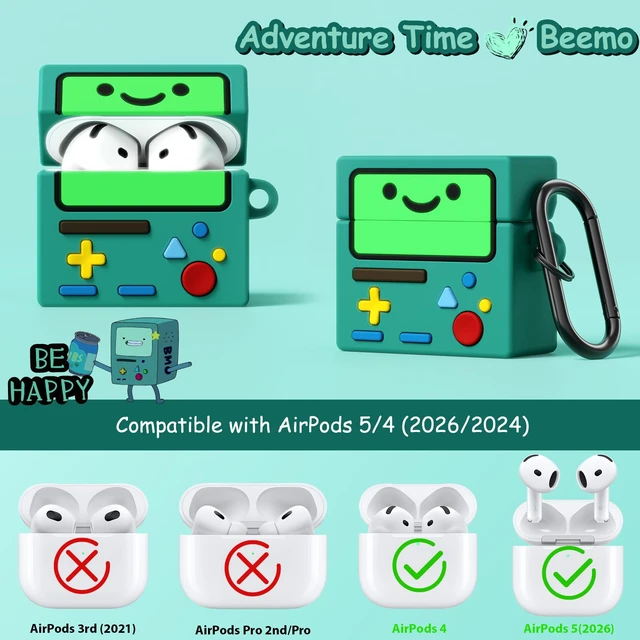 Alt view image 2 of 7 - AirPods 5/4 Case Cover, Cute Cartoon Game Case for Airpods 5th/4th Generation (2026/2024), Funny Kawaii 3D Cartoon Silicone Case for Women Girls (Green)