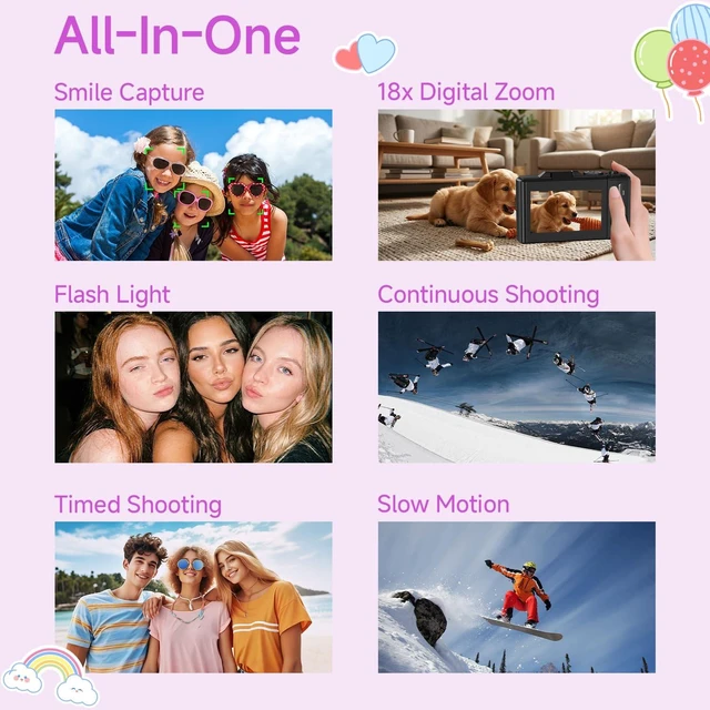 Alt view image 5 of 7 - Digital Camera, 5K 80MP Digital Camera for Photography with 3" 180° Flip Screen with 18X Zoom, 64GB SD Card, Travel Camera for YouTube with Anti-Shake, Camera for Teens