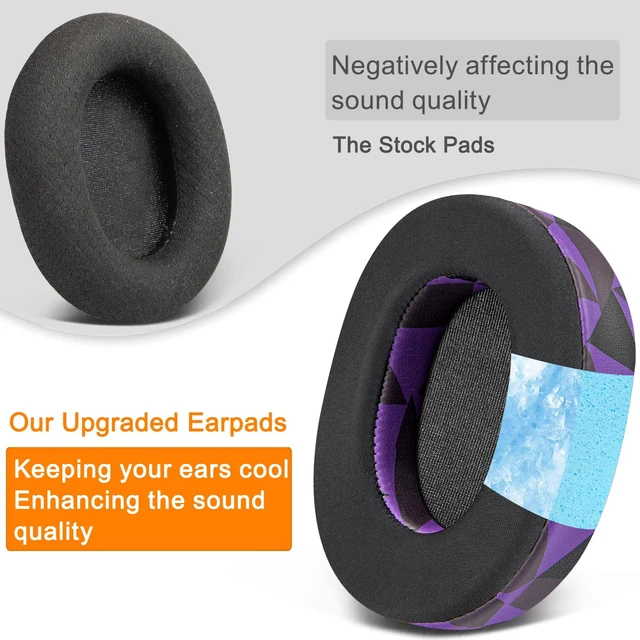 Alt view image 4 of 5 - Earpads for SteelSeries Arctis 1/3/5/Arctis 7/7+/7P/7P+/7X/7X+/9/9X/Pro/Prime(Do Not Fit Any Arctis Nova) Headset, Cooling Gel Ear Pads Cushions with Ice Silk Fabric - Purple Black