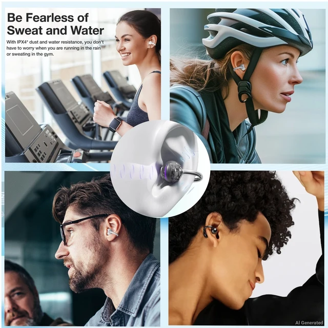 Alt view image 2 of 7 - SORA Open Ear Clip Earbuds 4.6g ENC Bluetooth 5.4 Work & Sports Ultra lightweight clip on headphones, stable connection for clear calls & music, running & study, travel, all-day comfort