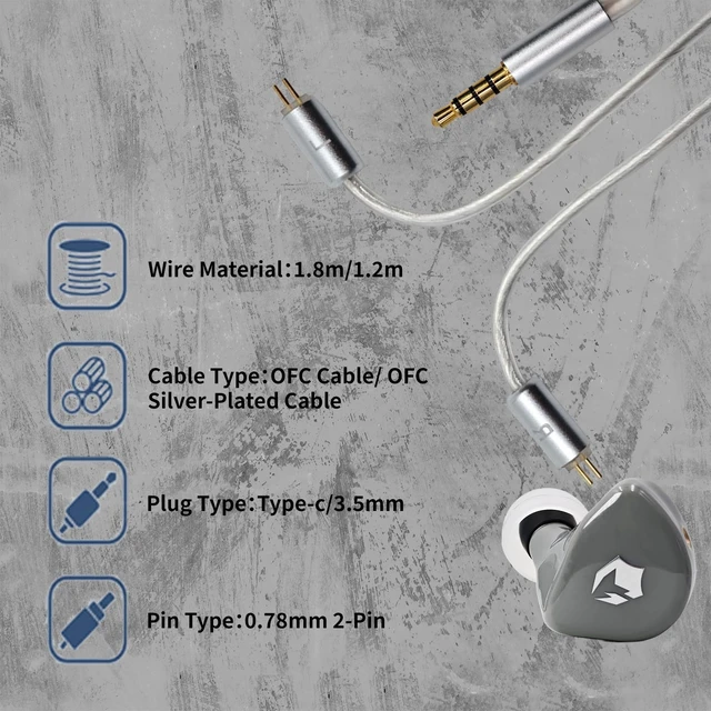 Alt view image 4 of 6 - G20 in Ear Monitor Earphones HiFi Music IEM for Gaming Earbuds with Mic 3.5mm and Type-C Detachable OFC Cable Ideal for Music,Gaming