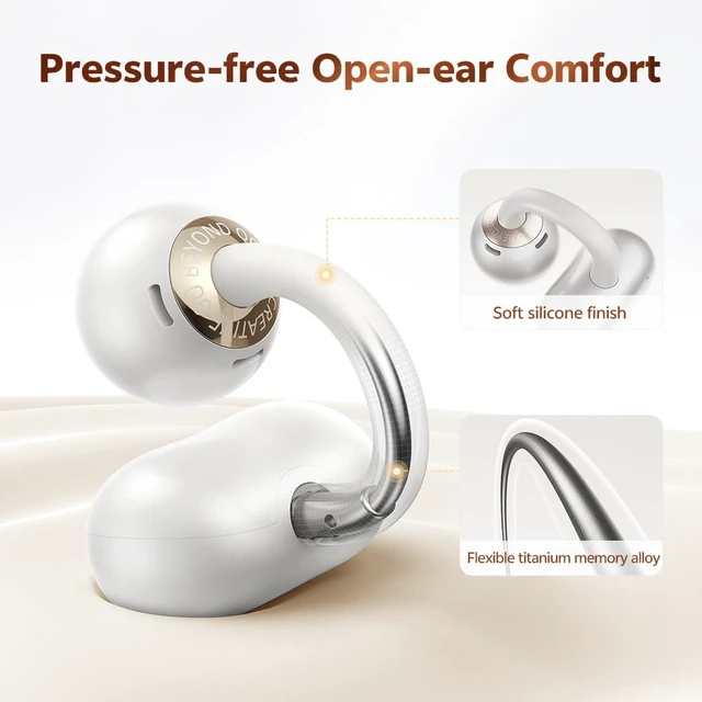 Alt view image 2 of 7 - Crossky C50 Open Ear Earbuds, Clip On Earbuds Bluetooth 6.0 Dual Connection, AI-Powered 4 Mics, Secure fit, EQ Customized, IPX5 Waterproof