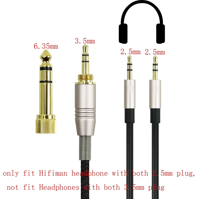 Alt view image 2 of 7 - Replacement Cable Compatible with Hifiman HE400S, HE-400I, HE-400iDual 2.5mm Port, HE560, HE-350, HE1000, HE1000 V2 Headphone 3.5mm / 6.35mm to Dual 2.5mm Jack Male Cord 3meter/9ft