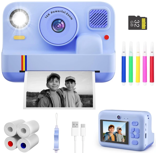 Main image of Instant Print Camera for Kids, App Printing, 1080P Video, Dual-Lens Selfie Digital Camera with 32G SD, Christmas Birthday Gifts for Girls Boys 4 5 6 7 8 9 10 11 12 Year Old, Toddler Toy_Blue