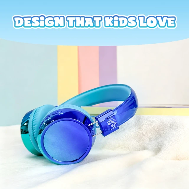Alt view image 7 of 7 - Kids Bluetooth Headphones with mic, 74/85dB Limited, 60H Playtime Fast charging, Bluetooth 5.4, foldable over-ear, AUX for iPad, tablet, airplane, Wireless headphones for kids, Aura Series