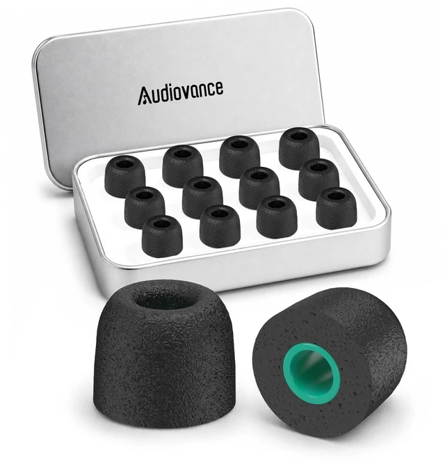 Main image of 6-Pair Memory Foam IEM Ear Tips for in-Ear Monitor Headphones Replacement Eartips for KZ, Moondrop, FiiO, Sennheiser and More, Noise Isolating, Comfortable, Secure Fit (Large, Black)