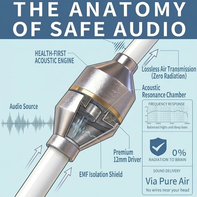 Alt view image 3 of 7 - Air Tube Headphones 3.5mm EMF Free Anti Radiation Wired Earbuds with Noise Reduction Mic & Volume Control Zero EMF Earphones for Pregnancy, Long Calls In Ear Comfort for Android, PC, Laptop