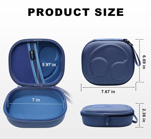 Alt view image 6 of 7 - Hard Case for Bose QuietComfort, QC, QC 45 Headphone, Blue Compatible with Bose QC Ultra, QC 35, QC 35 II, QC45 SE, QC SE Over Ear Noise Cancelling Headphones, Travel Storage Bag