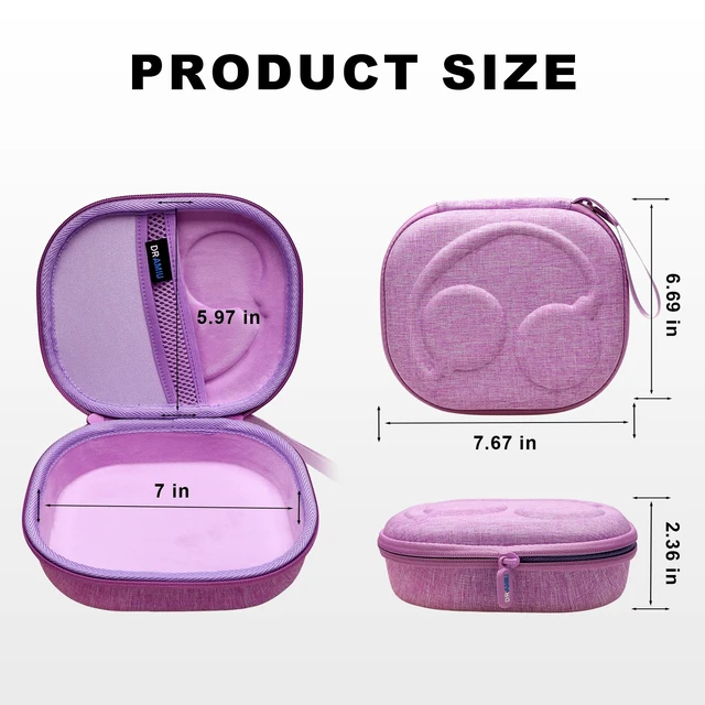 Alt view image 3 of 7 - Hard Case for Bose QuietComfort, QC, QC 45 Headphone, Purple Compatible with Bose QC Ultra, QC 35, QC 35 II, QC45 SE, QC SE Over Ear Noise Cancelling Headphones, Travel Storage Bag