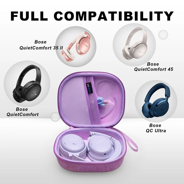 Alt view image 2 of 7 - Hard Case for Bose QuietComfort, QC, QC 45 Headphone, Purple Compatible with Bose QC Ultra, QC 35, QC 35 II, QC45 SE, QC SE Over Ear Noise Cancelling Headphones, Travel Storage Bag