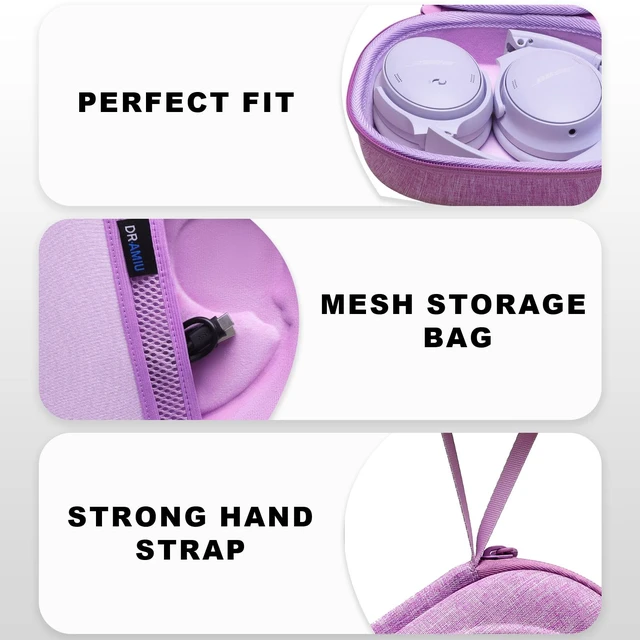 Alt view image 4 of 7 - Hard Case for Bose QuietComfort, QC, QC 45 Headphone, Purple Compatible with Bose QC Ultra, QC 35, QC 35 II, QC45 SE, QC SE Over Ear Noise Cancelling Headphones, Travel Storage Bag