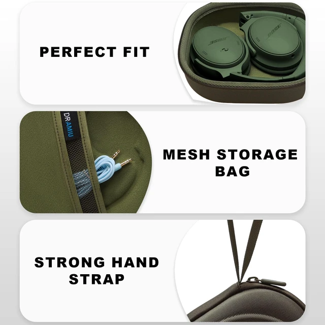 Alt view image 3 of 7 - Hard Case for Bose QuietComfort, QC, QC 45 Headphone, Army Green Compatible with Bose QC Ultra, QC 35, QC 35 II, QC45 SE, QC SE Over Ear Noise Cancelling Headphones, Travel Storage Bag