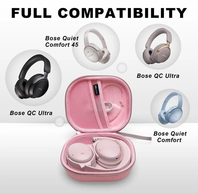 Alt view image 2 of 7 - Hard Case for Bose QuietComfort, QC, QC 45 Headphone, Pink Compatible with Bose QC Ultra, QC 35, QC 35 II, QC45 SE, QC SE Over Ear Noise Cancelling Headphones, Travel Storage Bag