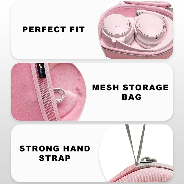 Alt view image 3 of 7 - Hard Case for Bose QuietComfort, QC, QC 45 Headphone, Pink Compatible with Bose QC Ultra, QC 35, QC 35 II, QC45 SE, QC SE Over Ear Noise Cancelling Headphones, Travel Storage Bag