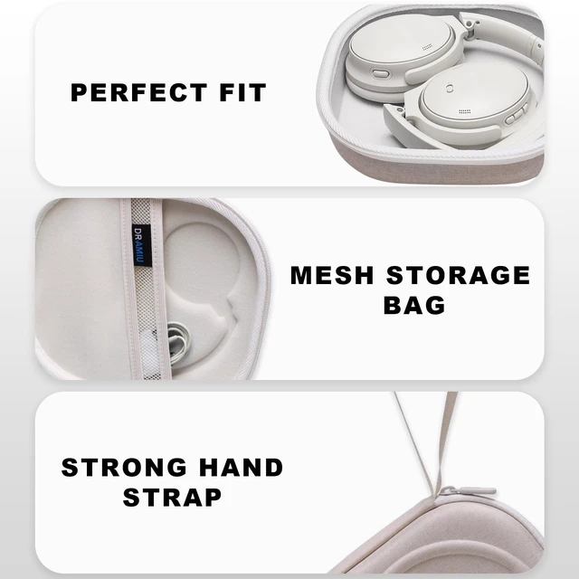 Alt view image 3 of 7 - Hard Case for Bose QuietComfort, QC, QC 45 Headphone, Cream Compatible with Bose QC Ultra, QC 35, QC 35 II, QC45 SE, QC SE Over Ear Noise Cancelling Headphones, Travel Storage Bag