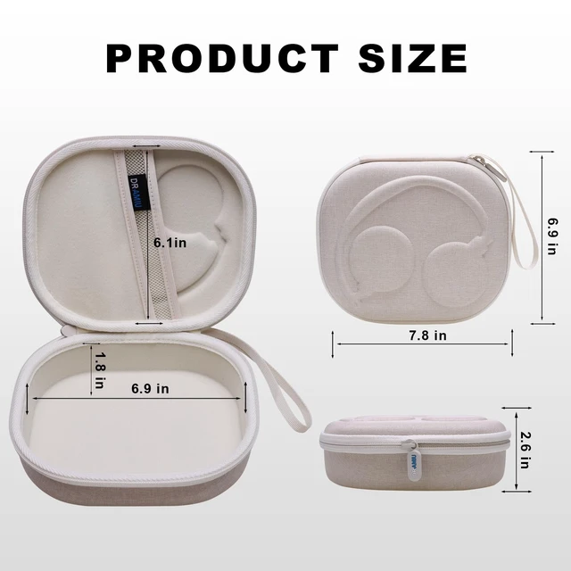 Alt view image 4 of 7 - Hard Case for Bose QuietComfort, QC, QC 45 Headphone, Cream Compatible with Bose QC Ultra, QC 35, QC 35 II, QC45 SE, QC SE Over Ear Noise Cancelling Headphones, Travel Storage Bag