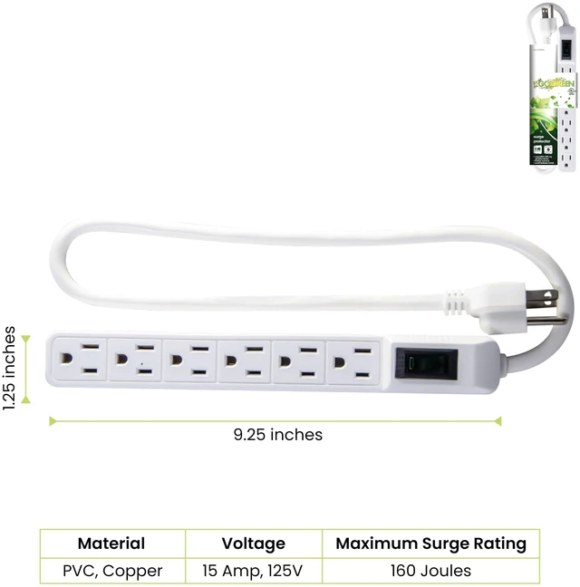 Alt view image 2 of 7 - Go Green Inc. GG-16103MIN 6 Outlet Mini Surge Protector, White